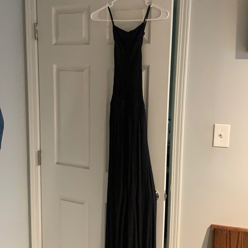Charcoal maxi dress with knit top